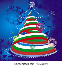 christmas theme - xmas tree with spiral streamer in colors of national flag inside