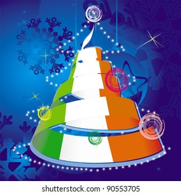 christmas theme - xmas tree with spiral streamer in colors of national flag inside