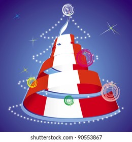 christmas theme - xmas tree with spiral streamer in colors of national flag inside