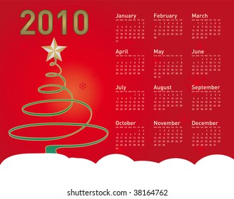 Christmas themed 2010 Calendar, in vector format