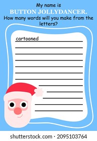 Christmas themed anagram game for kids in English vector illustration