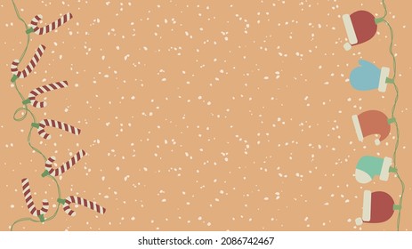 Christmas themed background with candy cane and stocking patterns