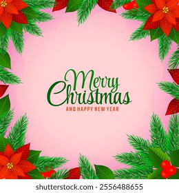 Christmas themed background with floral and plant elements. perfect for Christmas greetings to loved ones