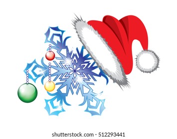 Christmas themed blue snowflake with a red hat