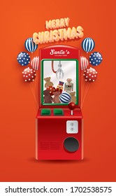 christmas themed claw machine vector/illustration