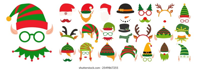 Christmas Themed Clothes and Accessories On White Background