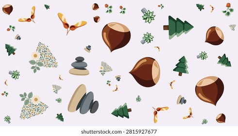 Christmas themed decorations including tree cones holly and snowflakes in vibrant colors creating a festive holiday ambiance and cheerful atmosphere