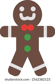 Christmas Themed Gingerman Candy Flat Icon Design