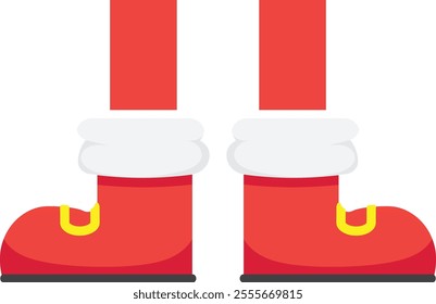 Christmas themed illustration featuring santa claus s iconic red boots with white fur trim, evoking a sense of holiday cheer and anticipation for gifts