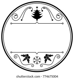 Christmas themed monochrome blank sticker and label