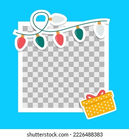 christmas themed photo frame illustration design