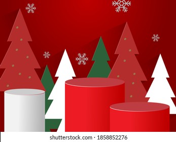 Christmas themed podium Vector in December.