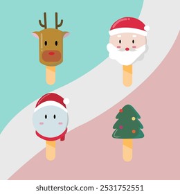 Christmas themed popsicle characters set