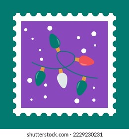 christmas themed postage stamp vector illustration design