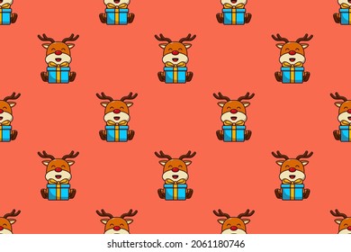 Christmas themed reindeer seamless pattern vector illustration design