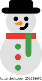 Christmas Themed Snowman Flat Icon Design