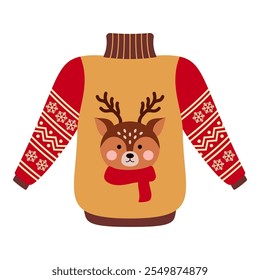 Christmas Themed Sweater Illustrations on White Background