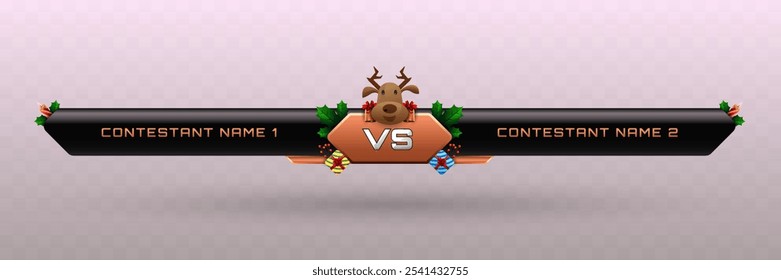 Christmas Themed Versus Lower Third with Christmas Decorative Elements for Esports, Gaming, and Sports Broadcasts