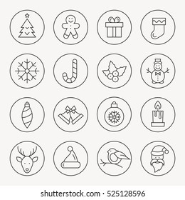 Conjunto de iconos de la línea delgada de Navidad