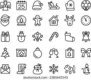 Christmas - thin line vector design icon set