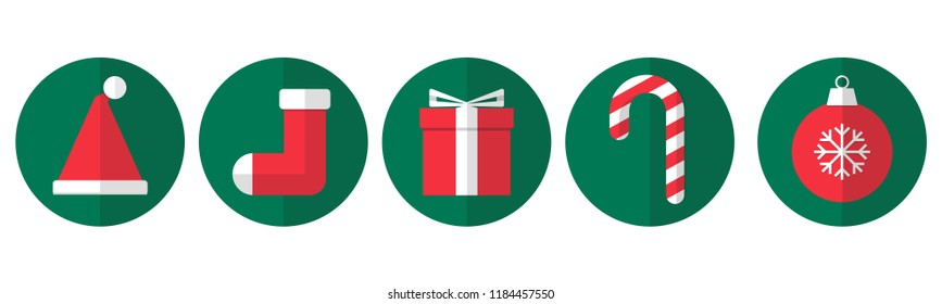 Cosas navideñas como sombrero santa, medias de Navidad, caja de regalo, bastón de caramelo, bola de Navidad. Con solo rojo 