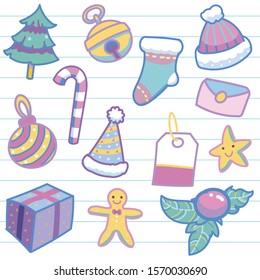 Christmas things set on white background