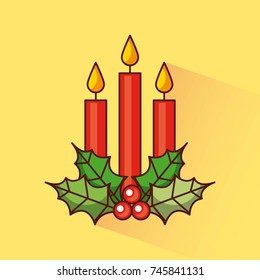 christmas three candles decoration holly berry traditional