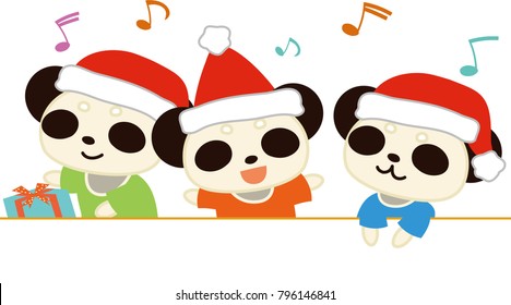 Christmas of three pandas. eps vector