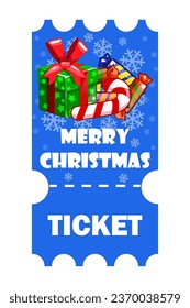 Christmas Ticket isolated. Merry Christmas layered