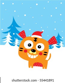 christmas tiger doodle