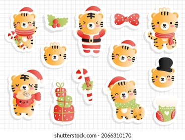 Christmas tiger sticker, Year of the Tiger 2022 sticker