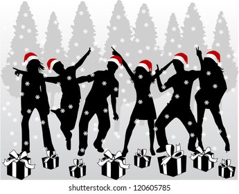 8,404 Christmas party people silhouette Images, Stock Photos & Vectors ...