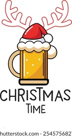 Christmas time, Christmas beer mug with Santa hats