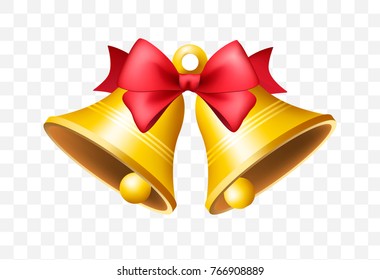 Christmas Time! Bell on Transparent Background . Isolated Vector Illustration 