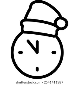 Christmas Time, Clock, Hat, Vector Icon