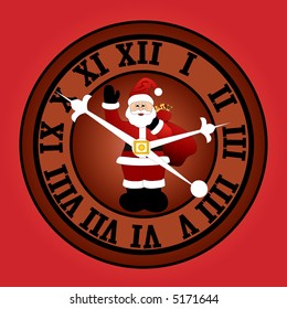 christmas time concept vector santa on a clock