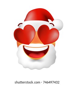 Christmas Time . Cute In Love Emoticon on White Background. Isolated Vector Illustration 