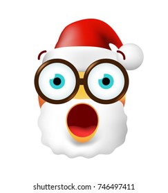 Christmas Time . Cute Surprised Emoticon on White Background. Isolated Vector Illustration 