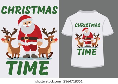 Christmas time, Christmas day, Typography t shirt design.