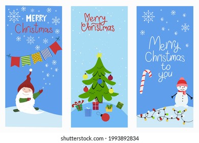 Christmas time. Flat cartoon style illustration. Christmas banners.