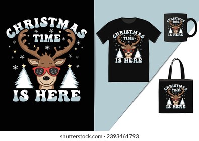 christmas time is here t-shirt design - Vector graphic, typographic poster, vintage, label, badge, logo, icon or t-shirt