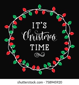 It's Christmas time holiday vector print.  Winter card or poster design.
