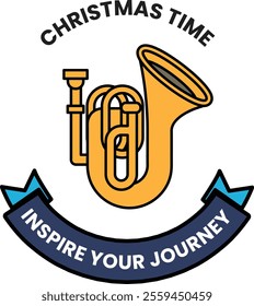 A Christmas time illustration with a trombone