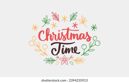 christmas time letter vector flat design