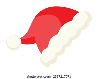 Christmas time, Santa Claus hat isolated on white background. Cute flat style, vector illustration