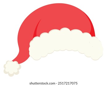 Christmas time, Santa Claus hat isolated on white background. Cute flat style, vector illustration