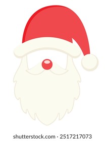 Christmas time, Santa Claus mask isolated on white background. Cute flat style, vector illustration