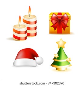 Christmas Time! Set of Elements on White Background . Isolated Vector Illustration 