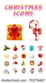 Christmas Time ! Set of Elements on White Background . Isolated Vector Illustration 