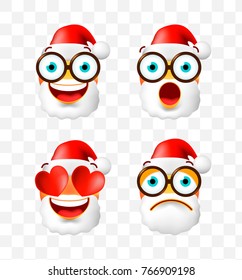 Christmas Time! Set of High Quality Cute Santa Claus on Transparent Background . Isolated Vector Illustration 